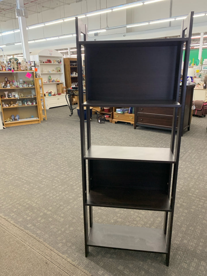 DARK BROWN 5-SHELF BOOKSHELF.