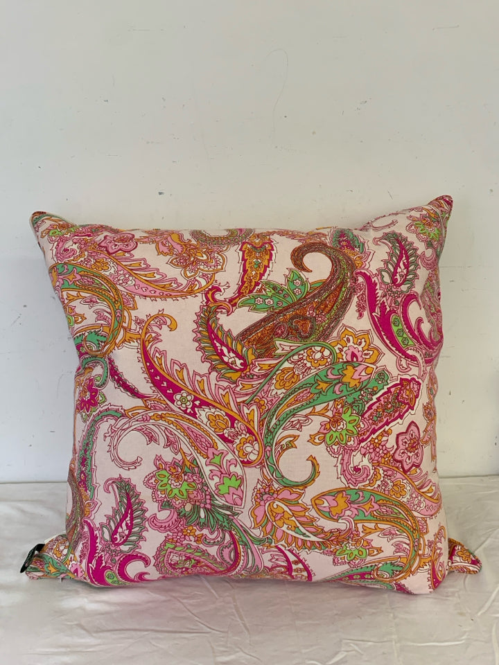 LARGE PINK PAISLEY FEATHER PILLOW- RALPH LAUREN.