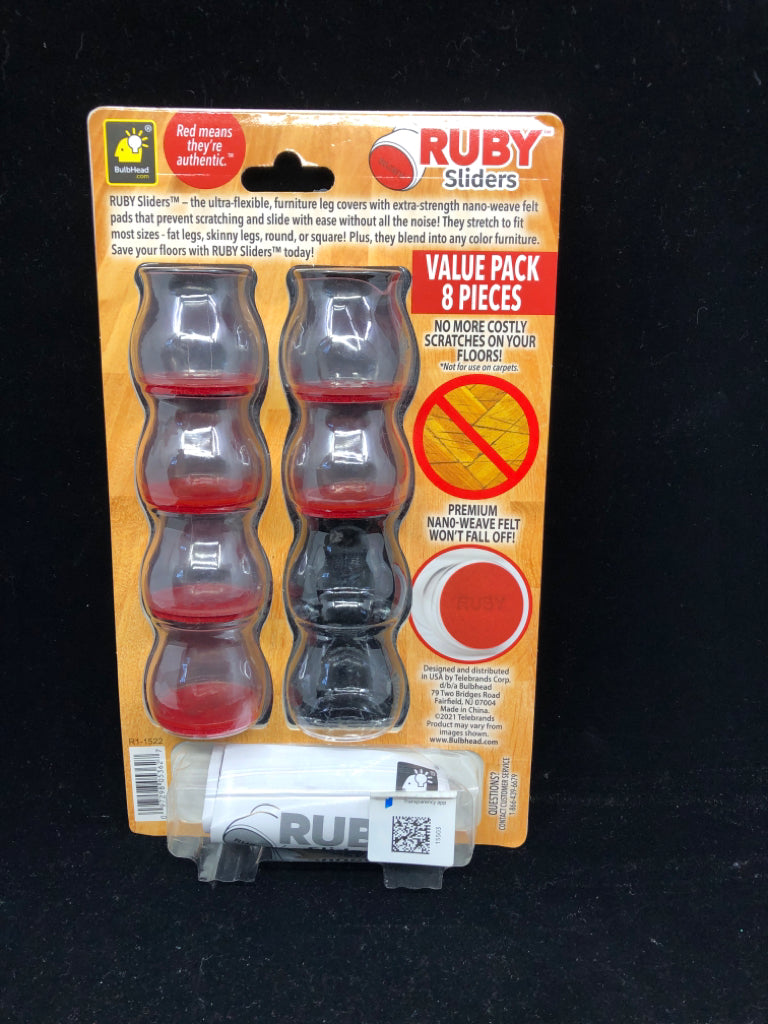 NIB 8 PC RUBY SLIDERS