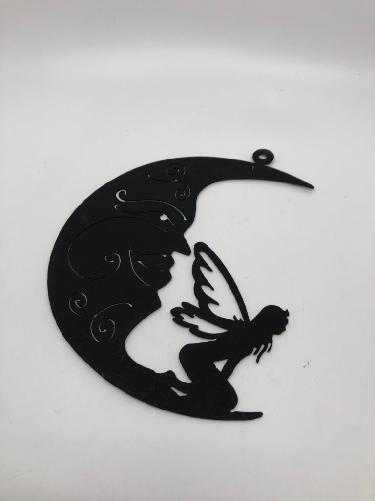 FAIRY AND MOON BLACK METAL SILHOUETTE.