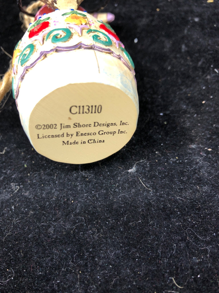 JIM SHORE SNOWMAN HOLDING FRUIT.