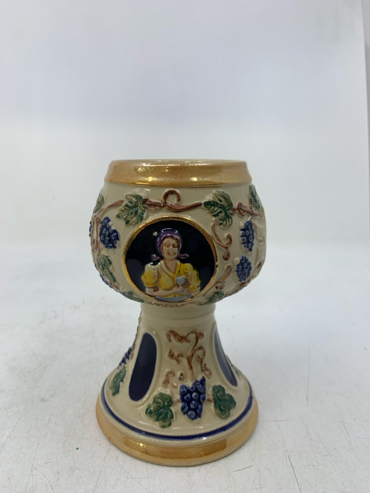 CERAMIC GERMAN FESTIVAL WINE GOBLET CHALICE GERZIT.