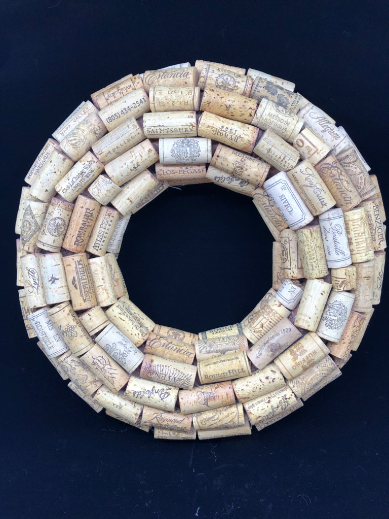 WINE CORK WREATH.