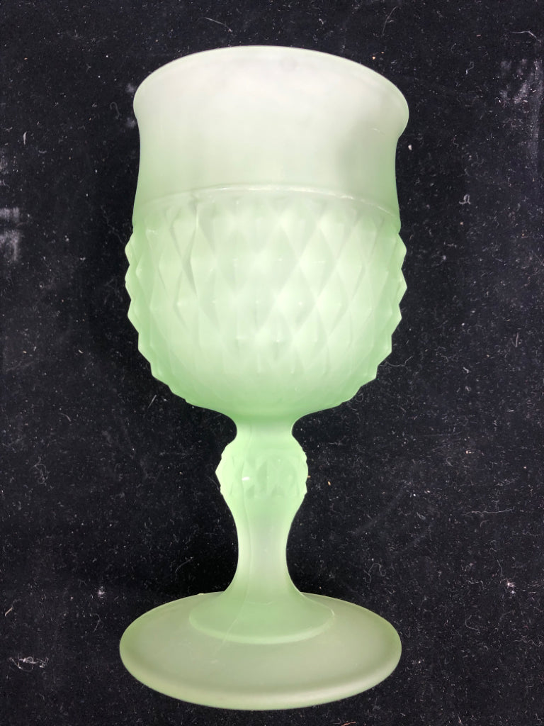 GREEN FROSTED GLASS GOBLET.