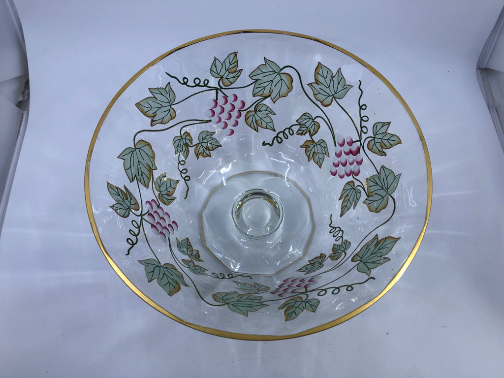 GRAPES EMBOSSED LARGE BOWL W/GOLD.