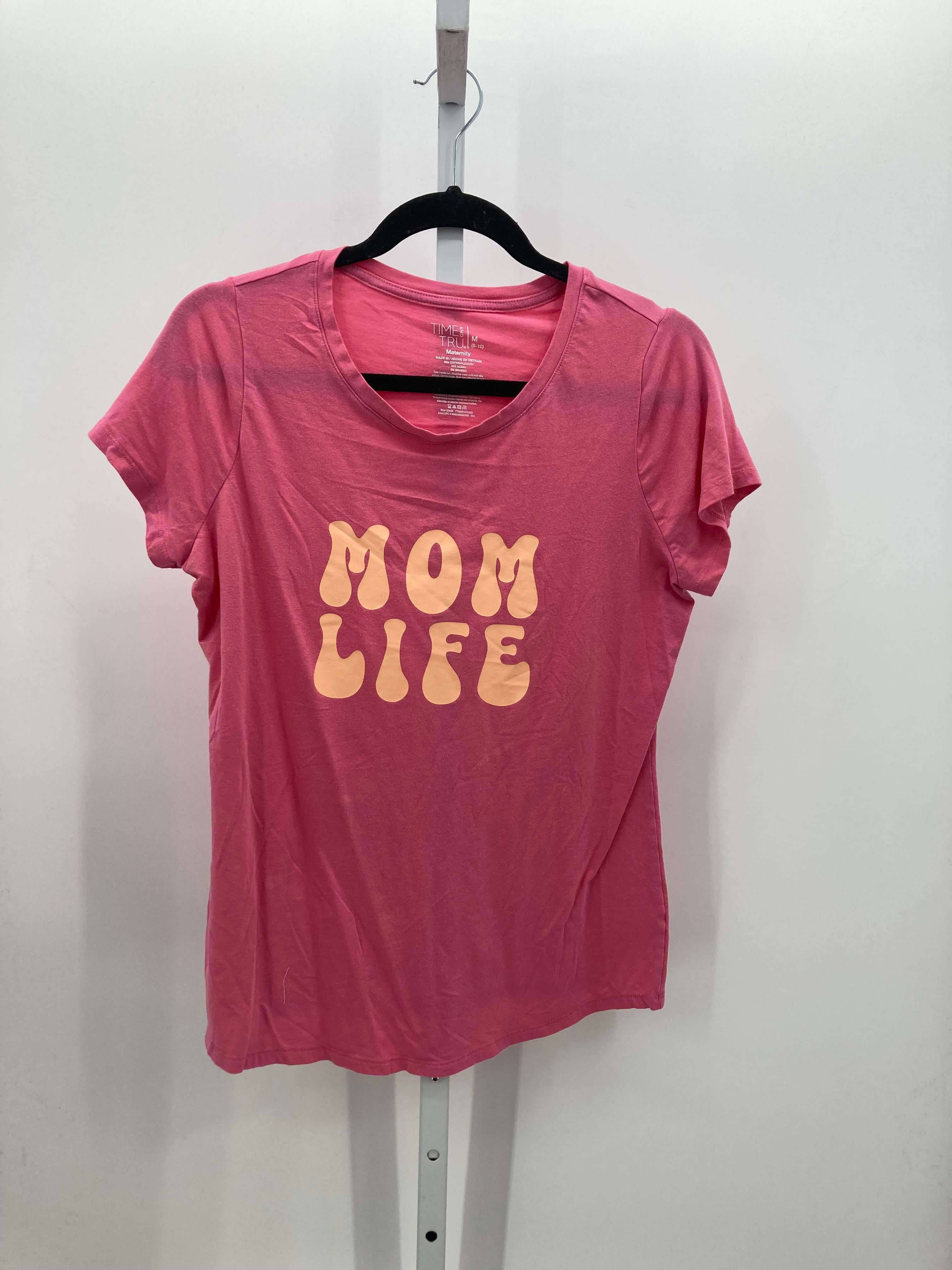 Time and Tru Pink Size Medium Maternity Short Sleeve Shirt
