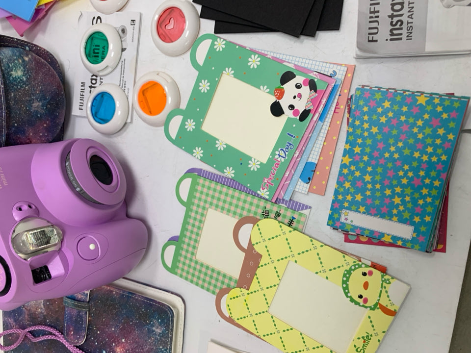 FUJiFilm Instax Mini 7S Instant Camera w/ Galaxy Pattern Carry Bag & Accessories