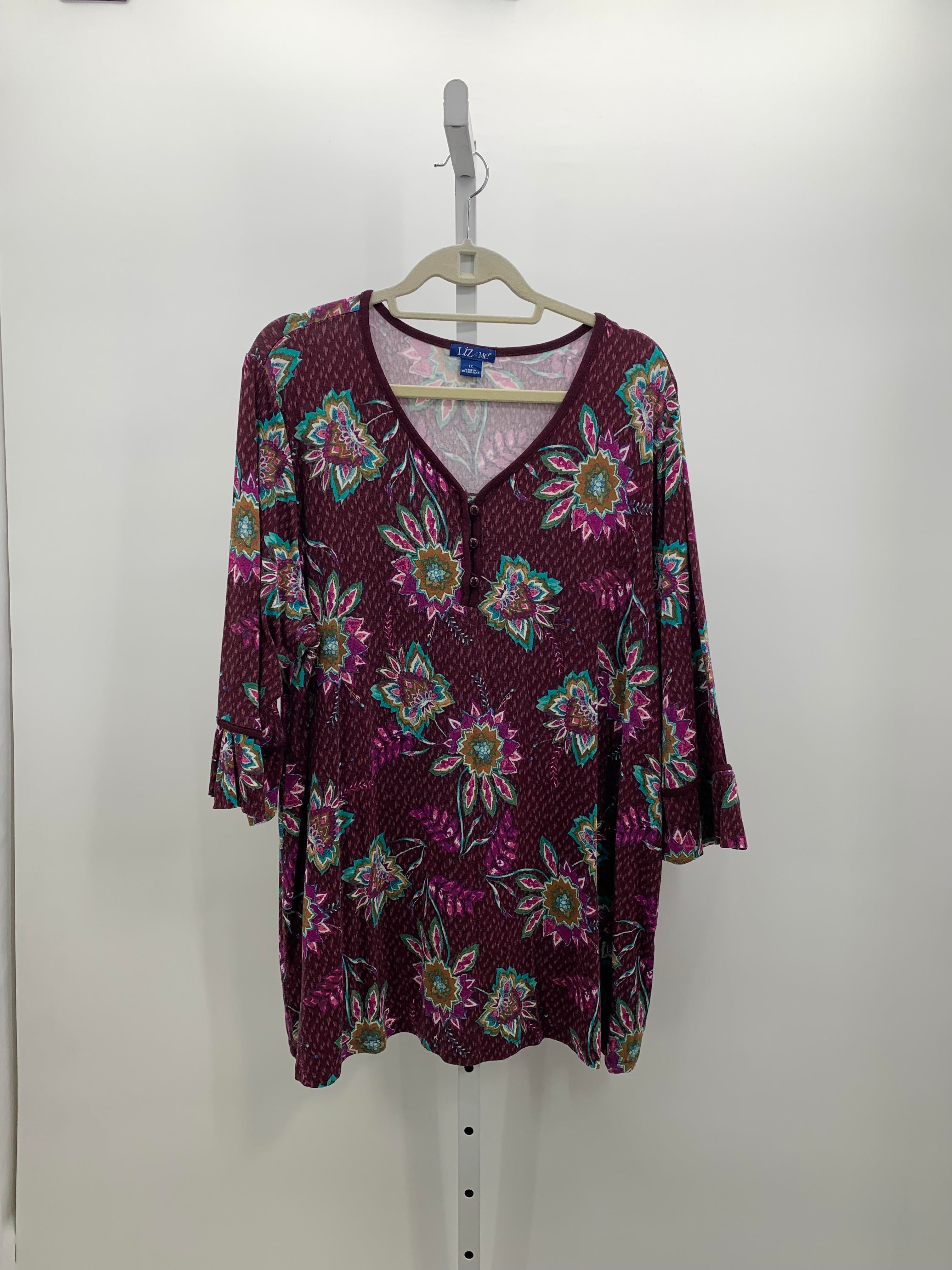 Size 1X Womens 3/4 Sleeve Shirt