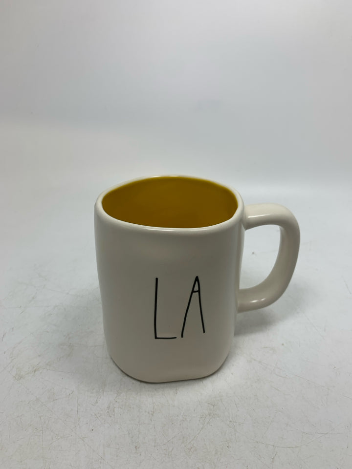 LA YELLOW INTERIOR W/ PALM TREES MUG.