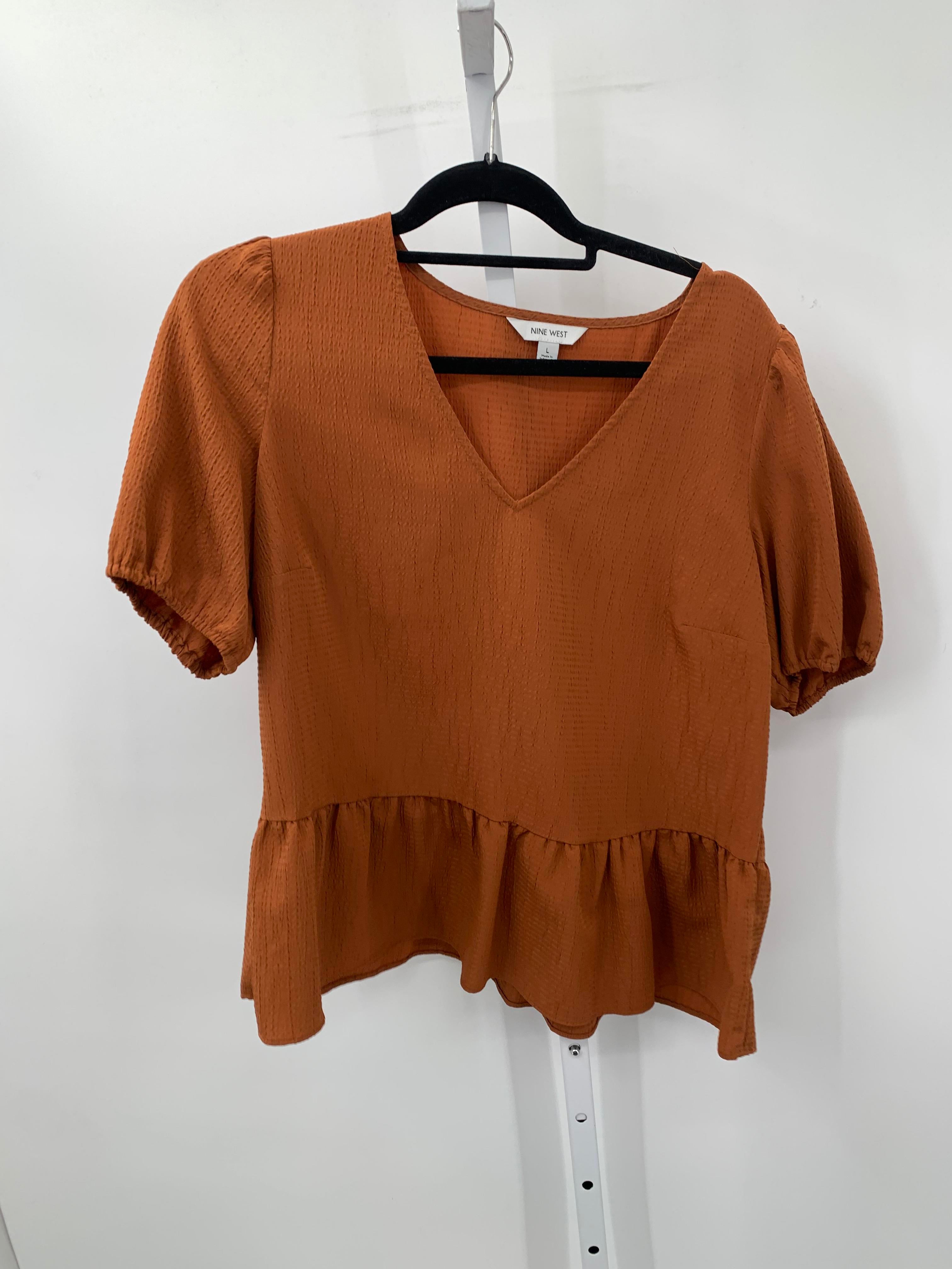 Nine West Size Large Misses Short Sleeve Shirt
