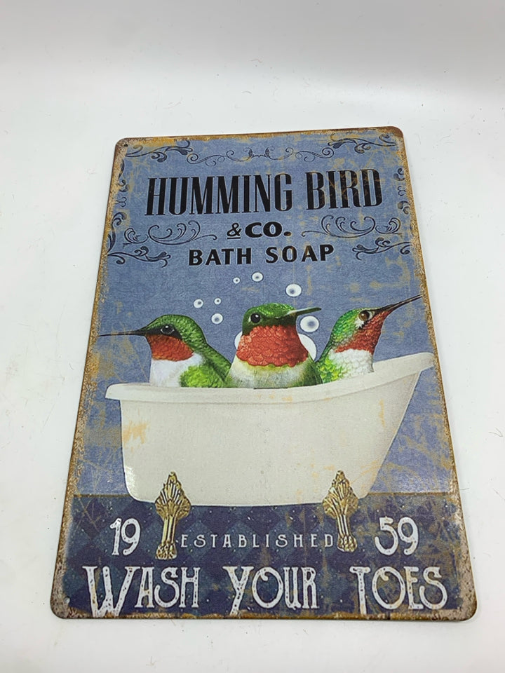 HUMMING BIRD & CO BATH SOAP METAL SIGN.