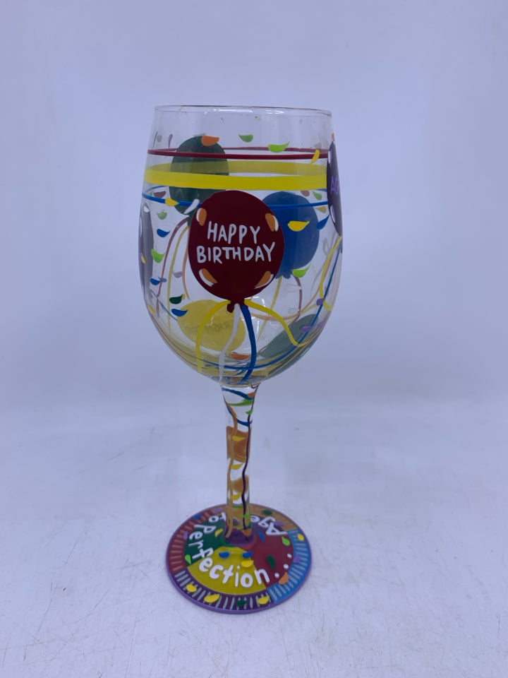 NIB AGED TO PERFECTION BIRTHDAY WINE GLASS.