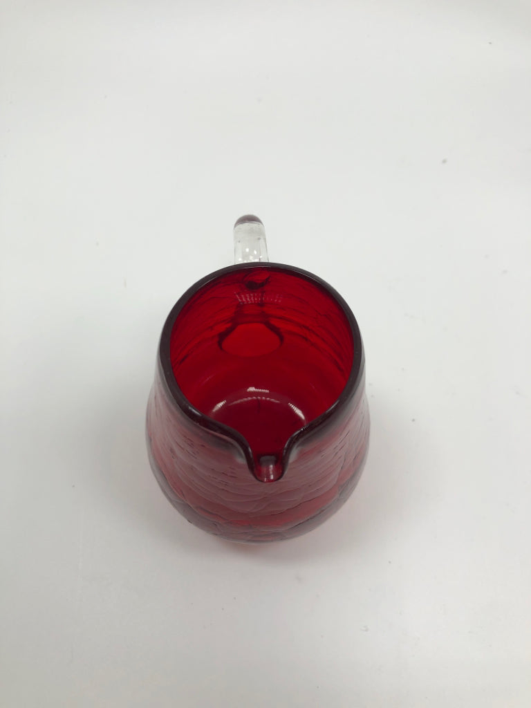 RED CRACKLE GLASS CREAMER.