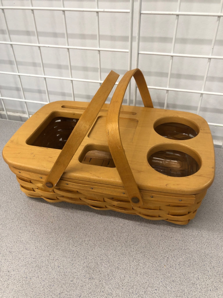 2001 BASKET CADDY W/WOODEN STORAGE COVER.