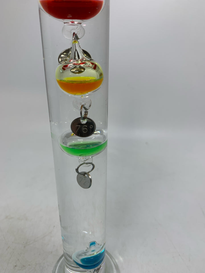 GLASS GALILEO THERMOMETER.