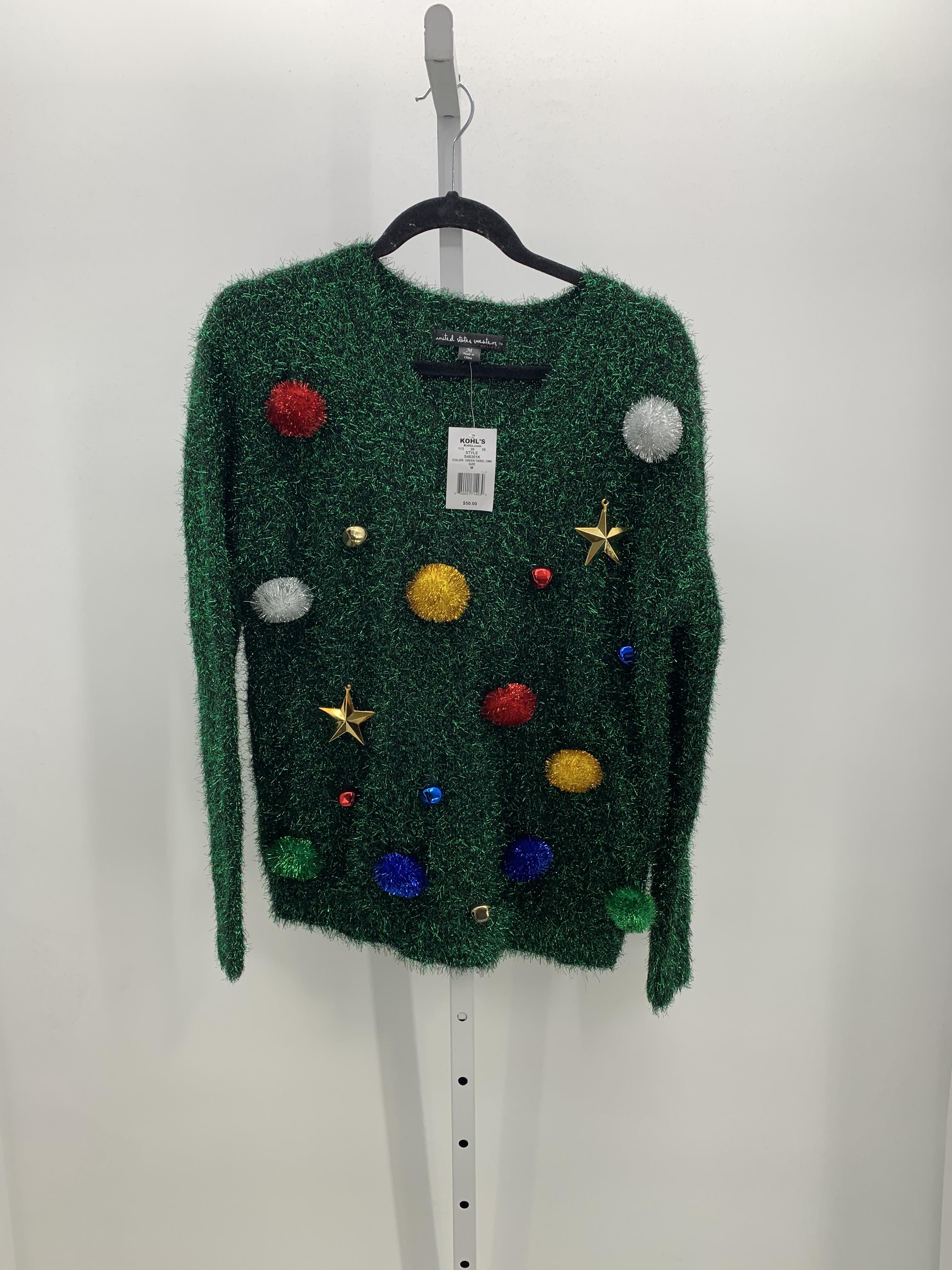 NEW TINSEL POMPOMS LONG SLV SWEATER.
