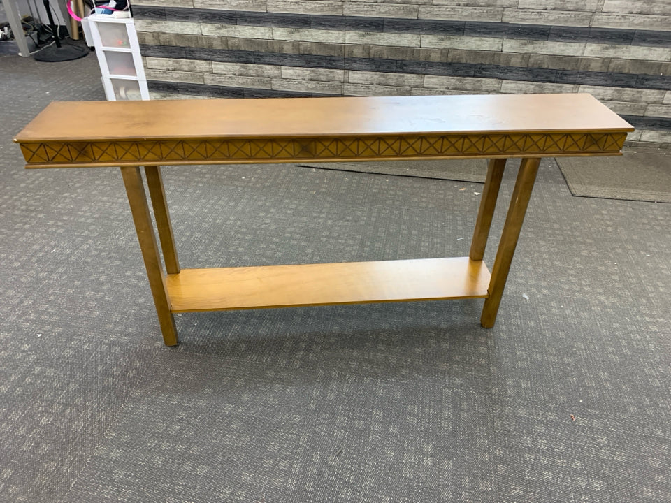 RUSTIC SOLID WOOD SOFA TABLE.