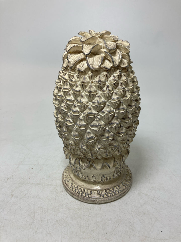 DISTRESSED RESIN PINEAPPLE FIGURE.