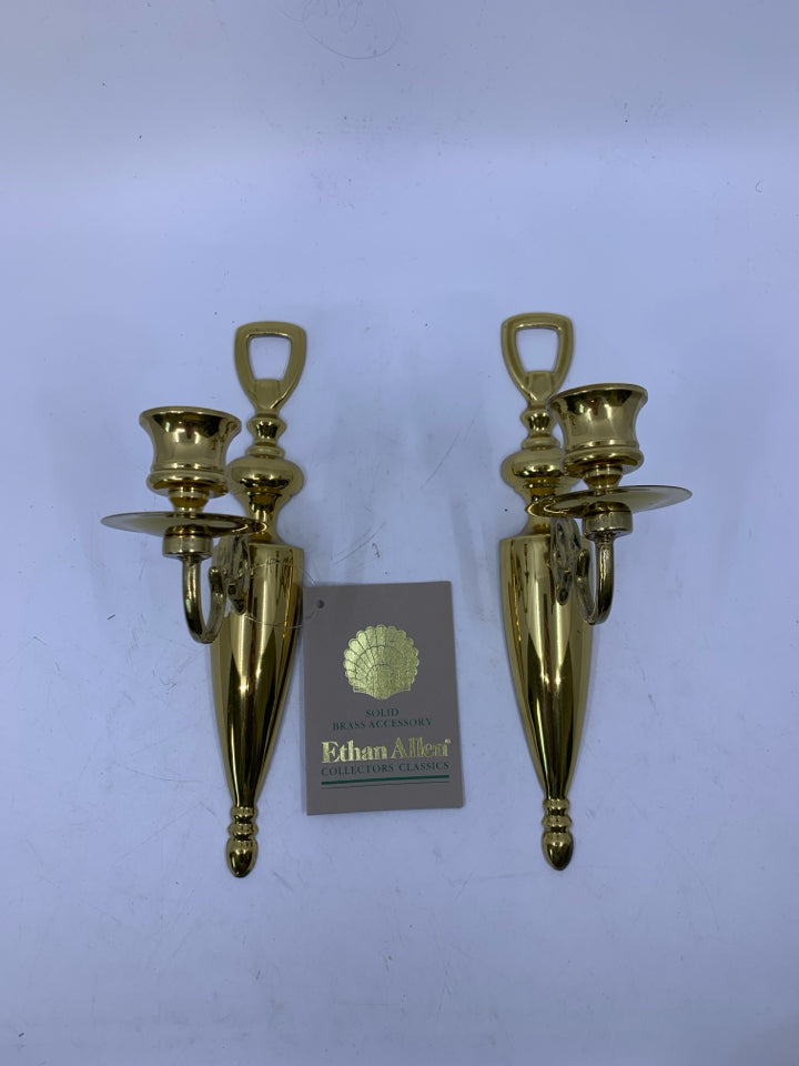 2 SOLID BRASS WALL SCONCES.