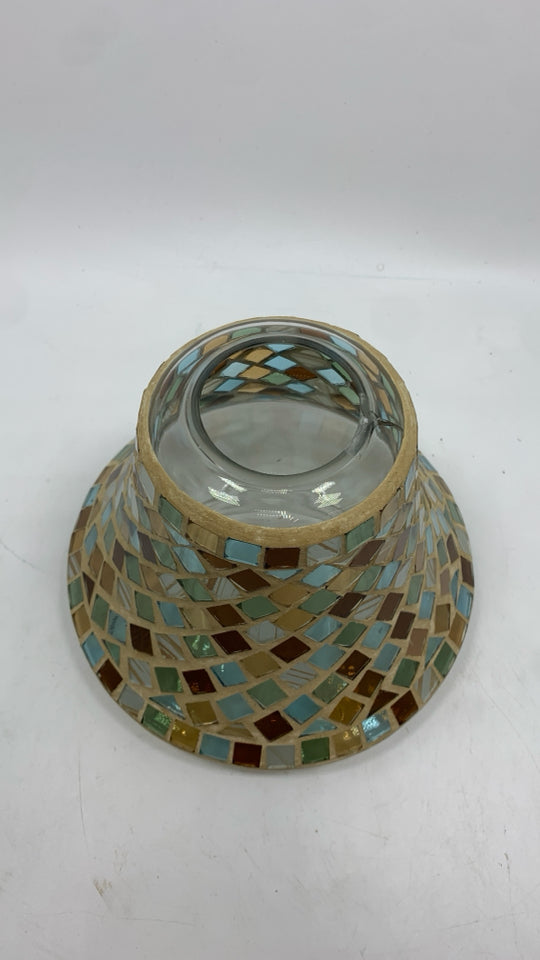 MOSAIC GLASS CANDLE TOPPER.