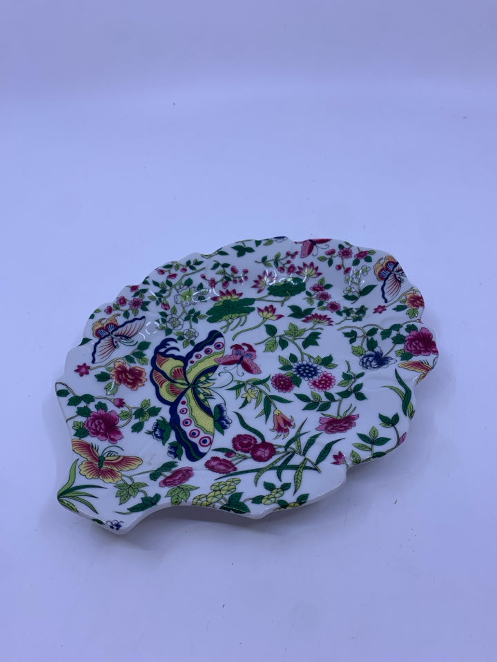 VTG THOUSAND BUTTERFLIES LEAF SHAPED PLATE.