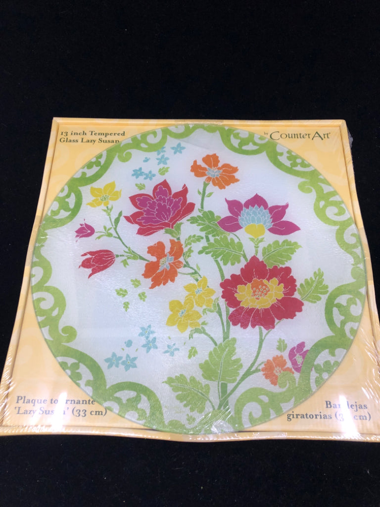 NIP 13IN GLASS LAZY SUSAN.