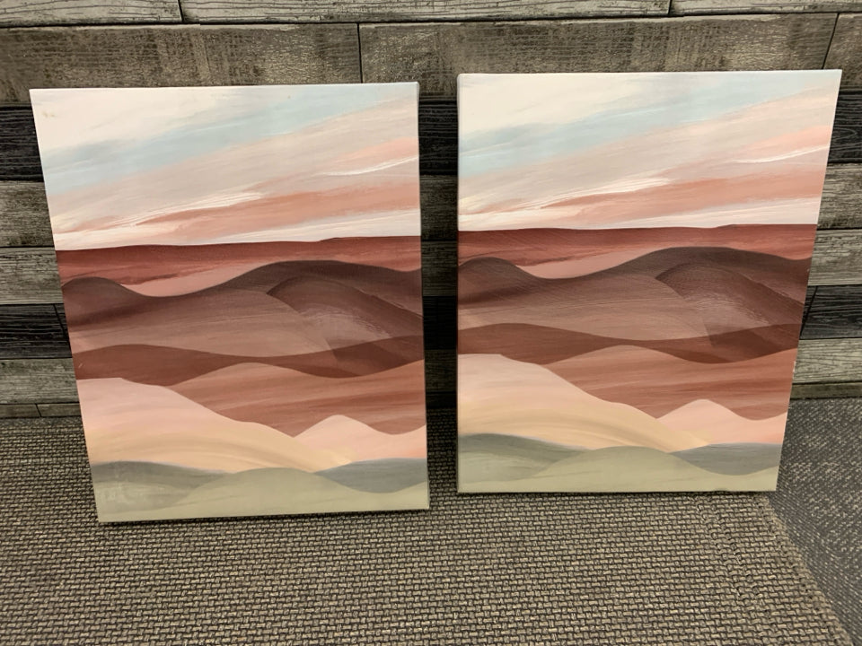 2 ABSTRACT MOUNTAINS + SKY CANVAS.