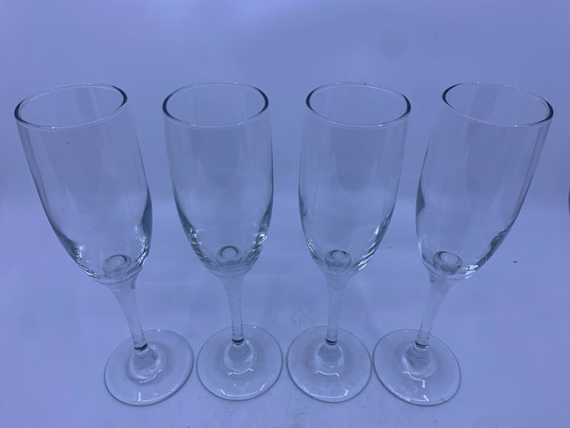 4 CHAMPAGNE GLASSES.