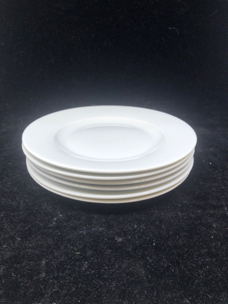 6 WHITE SNACK PLATES.