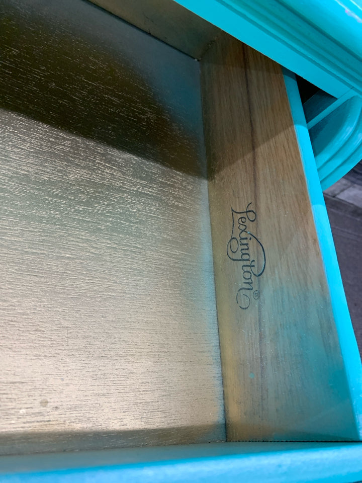 BRIGHT TEAL 2 DRAWER NIGHT STAND.
