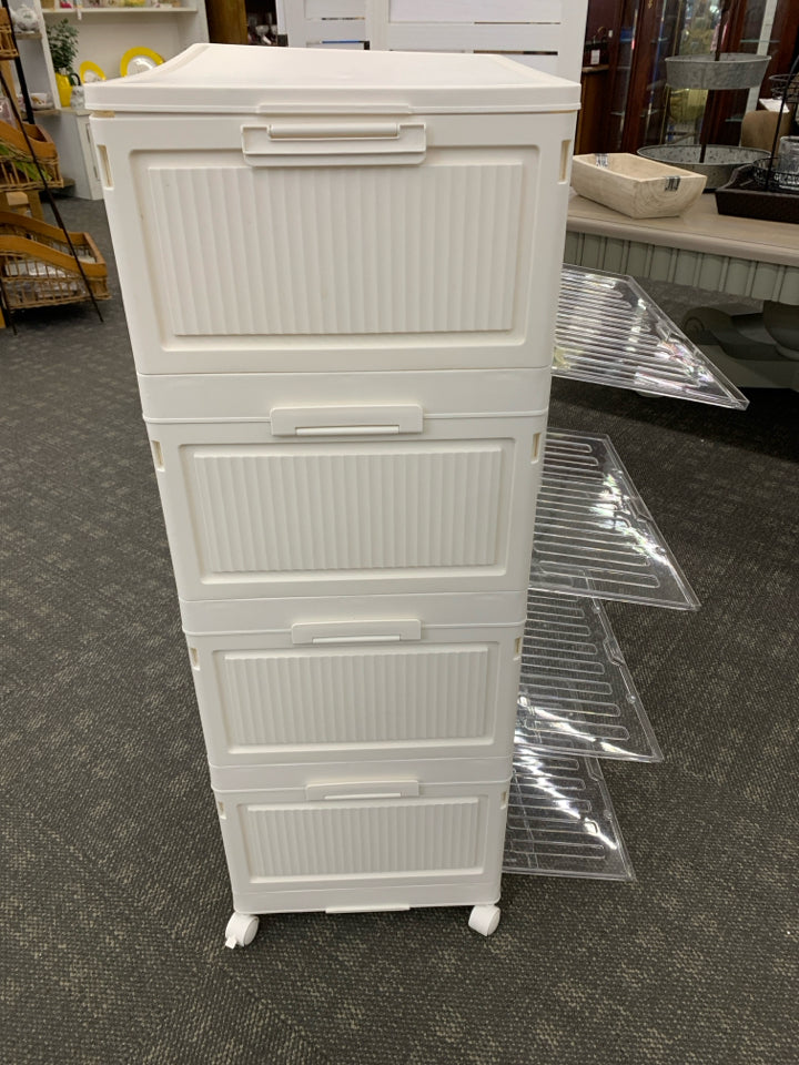 4-DRAWER WHITE ROLLING ORGANIZER.