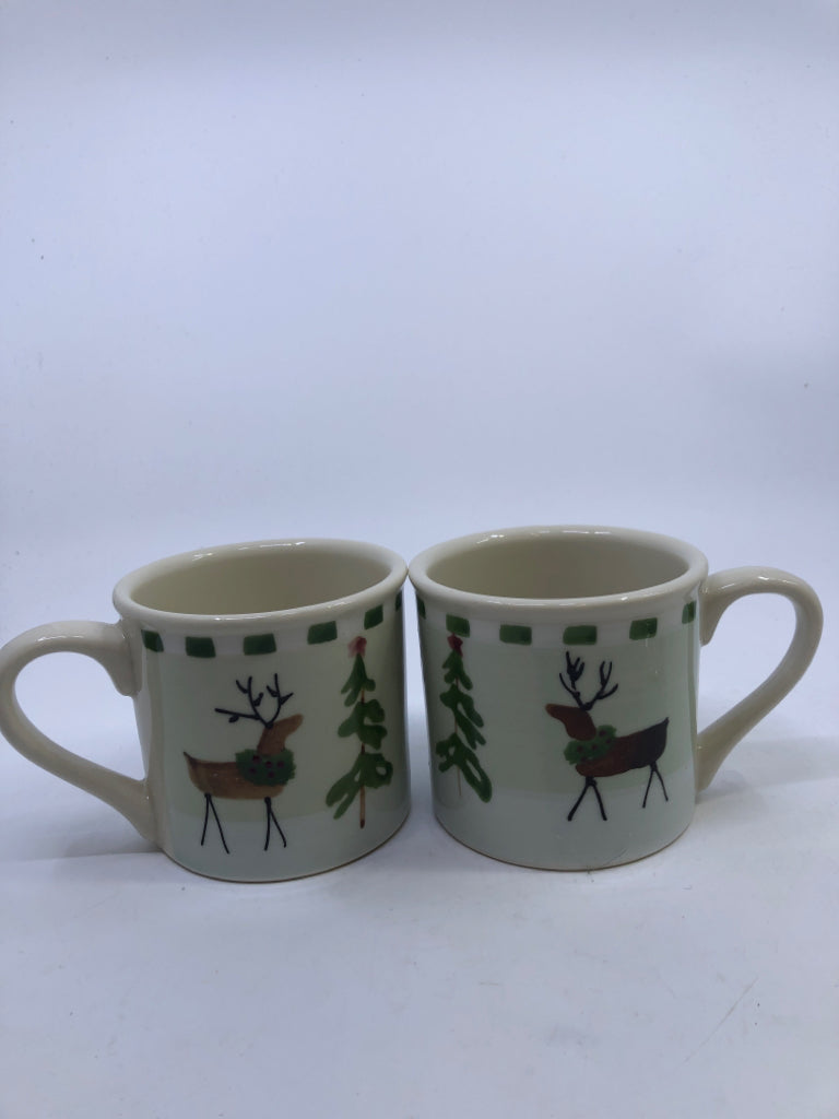 2 HEAVY REINDEER MUGS.