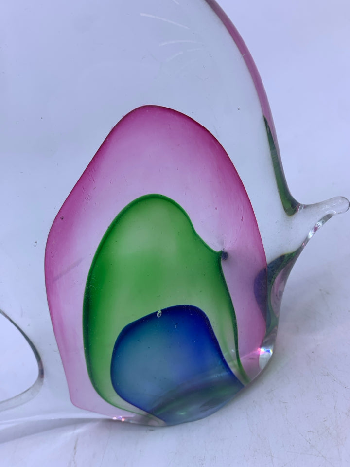 HEAVY GLASS FISH PINK/GREEN/BLUE.