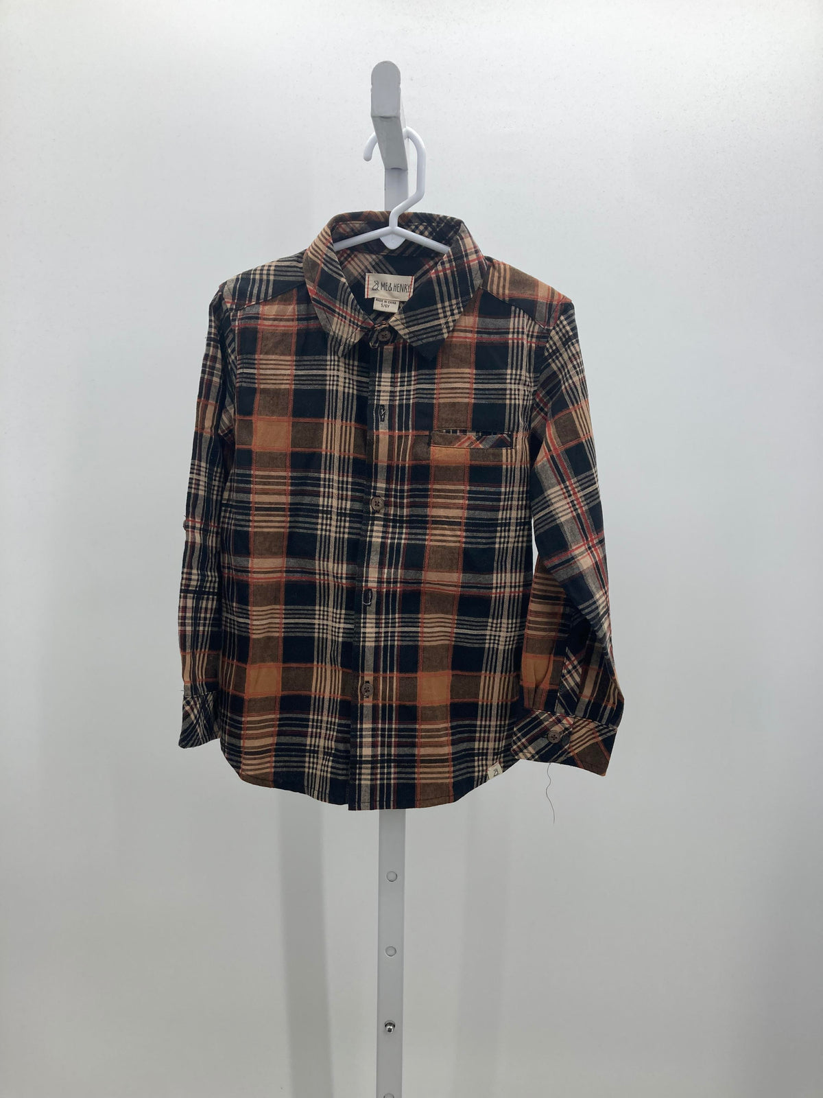 BROWN PLAID BTN DOWN.