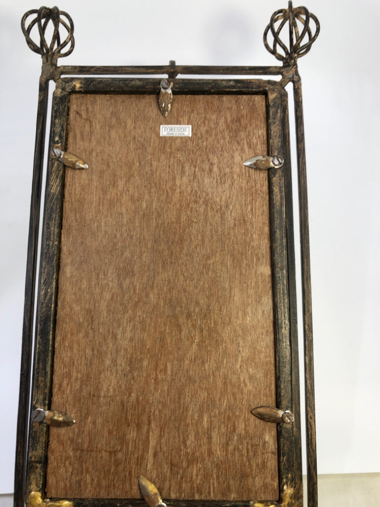 HEAVY METAL DISTRESSED MIRROR W/TAPER HOLDER.