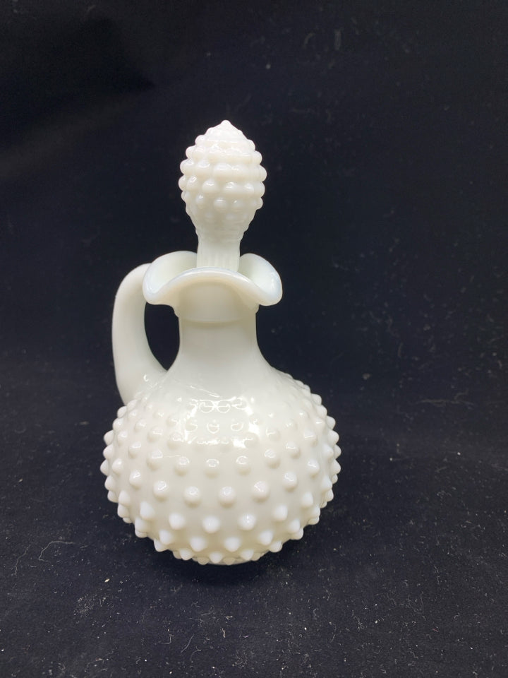 VTG HOBNAIL SMALL PITCHER W STOPPER.