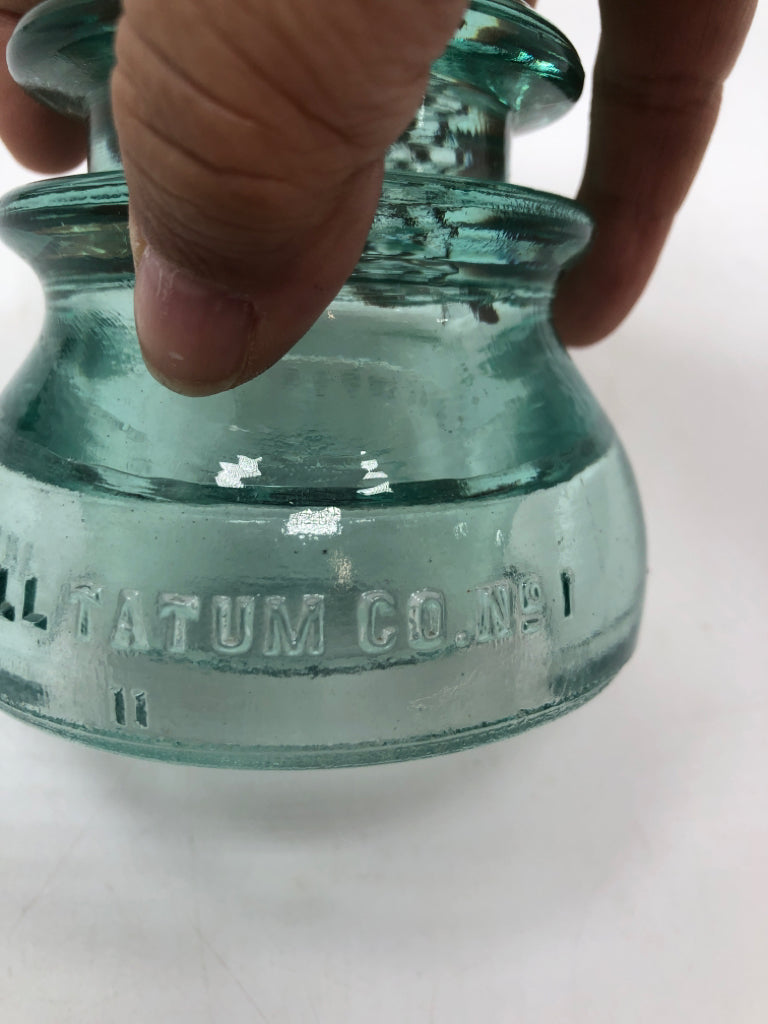 VTG WHITALL TATUM NO 1 BLUE GLASS INSULATOR.
