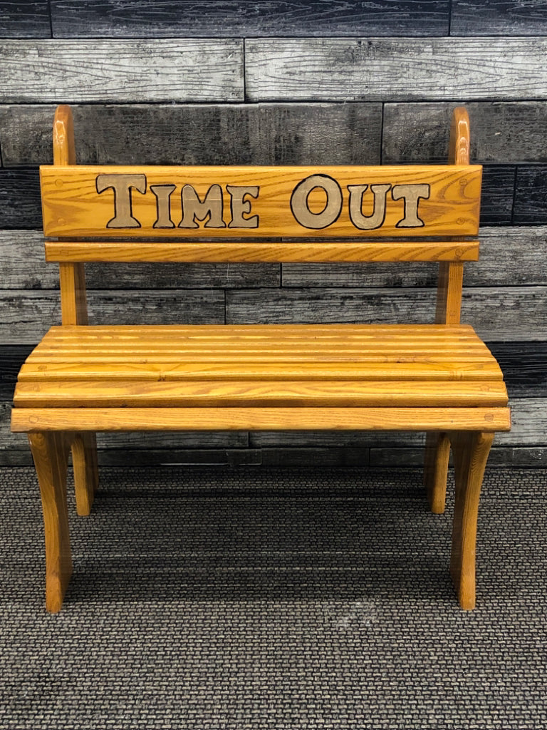 WOODEN TIME OUT BENCH.