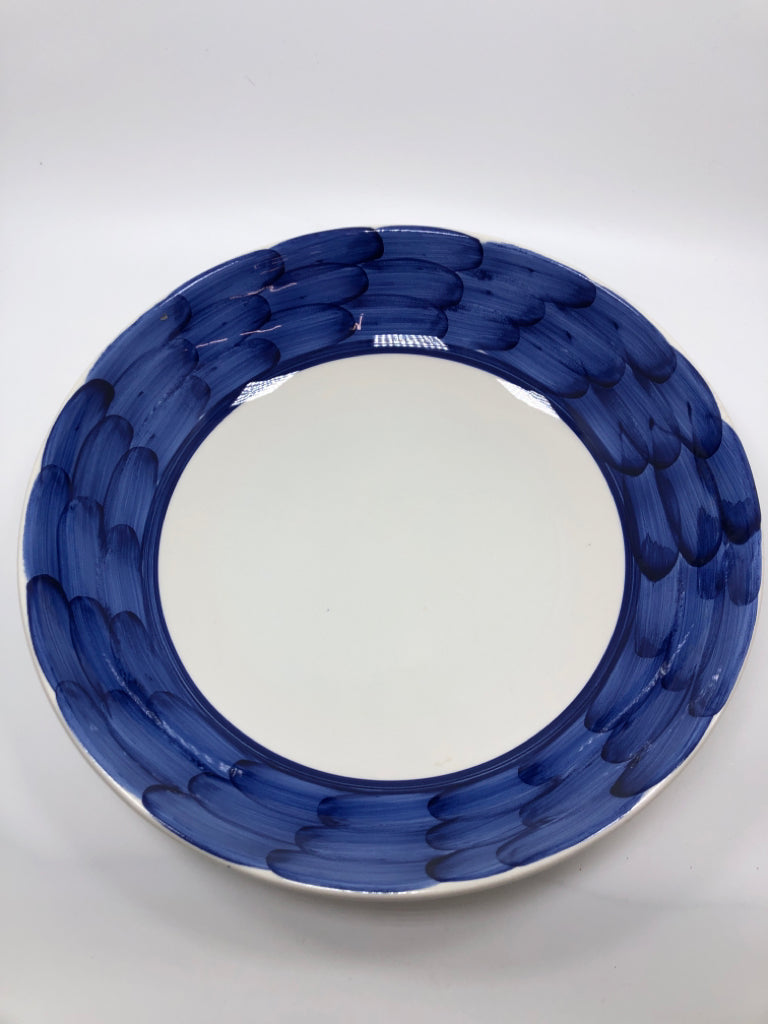 BLUE PAINTED ITALIAN SERVING BOWL.