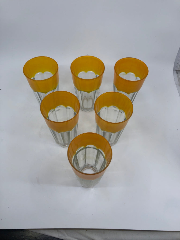 6 VTG ORANGE RIMMED GLASSES.