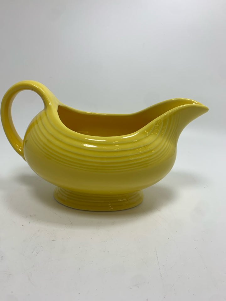 YELLOW FIESTA WARE GRAVY BOAT.