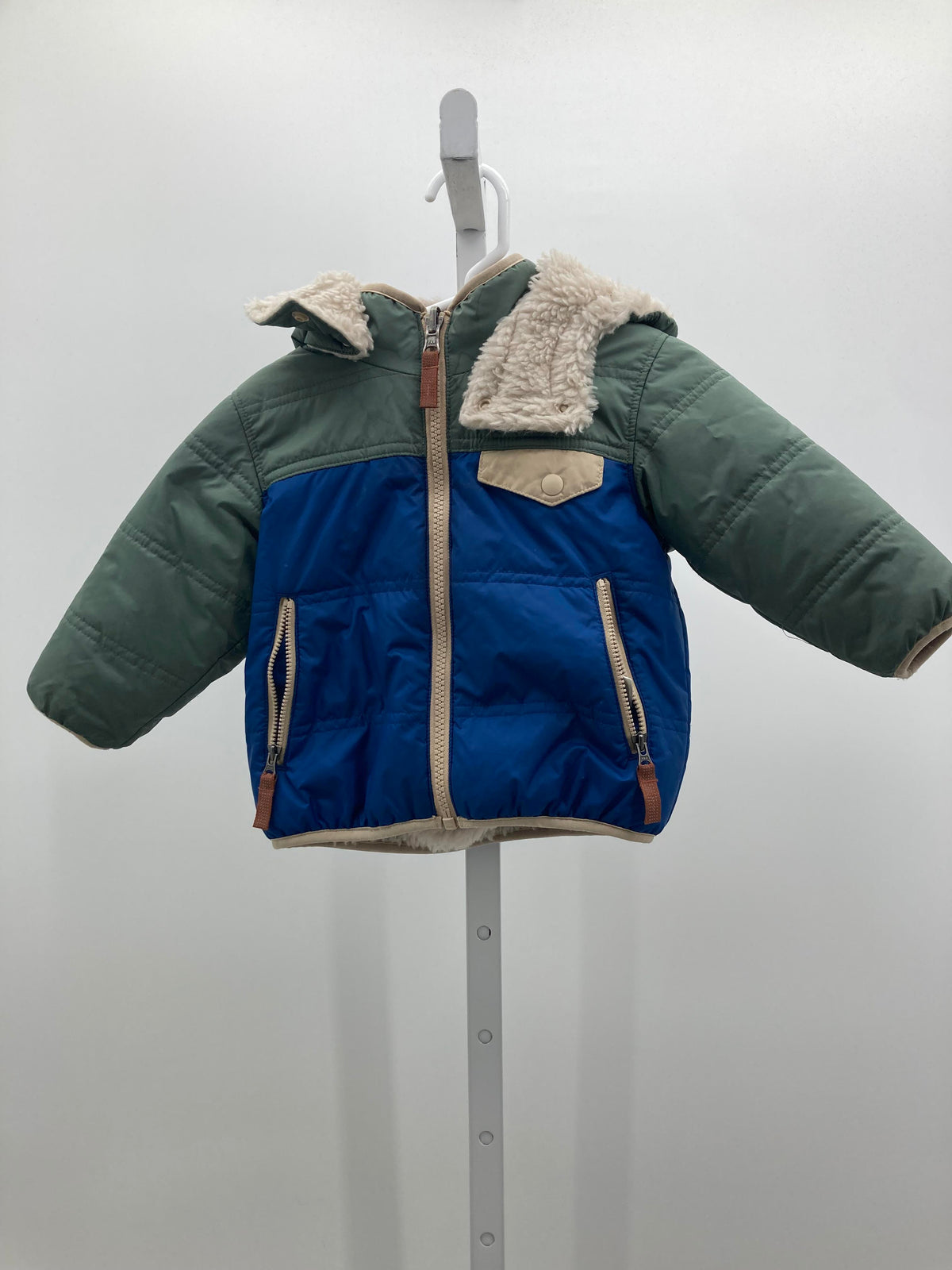 FAUX FUR HOODED ZIP UP REVERSIBLE