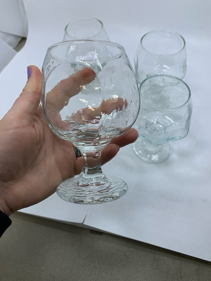4 CLEAR GLASS WHISKEY SNIFFER INTENTS.