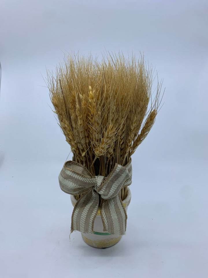 WHEAT IN POTTERY PLANTER.