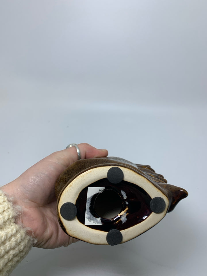 LIGHT BROWN CERAMIC HORSE HEAD.