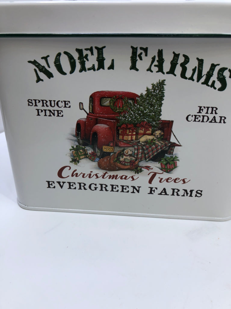2PC NESTING WHITE METAL NOEL FARMS BINS.