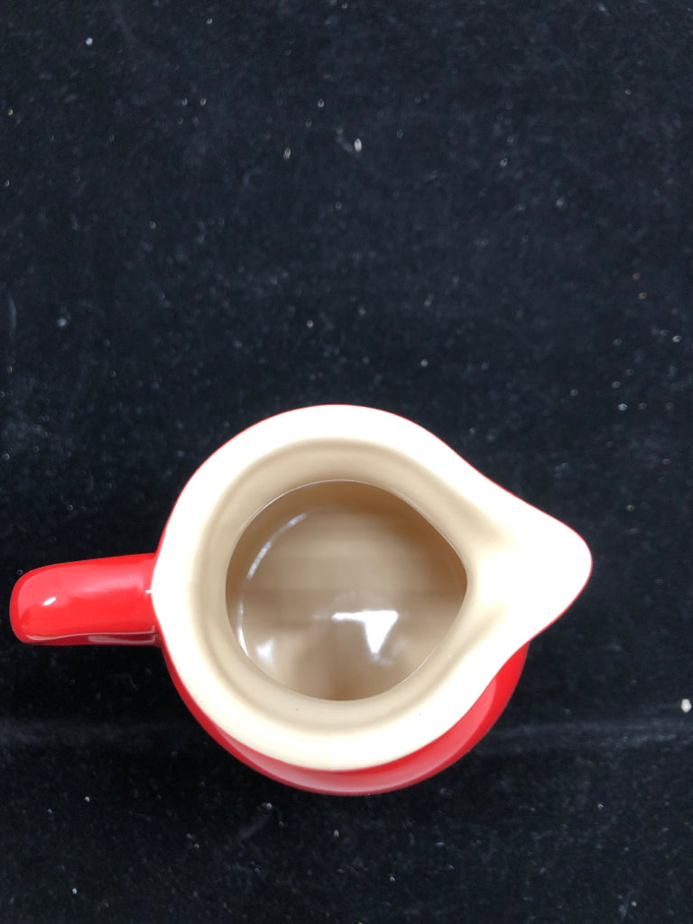CHERRY RED STONEWARE SYRUP JUG - LE CREUSET.