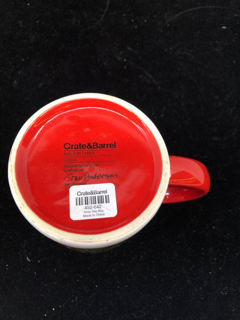 RED W/ SNOWMAN COFFEE MUG.