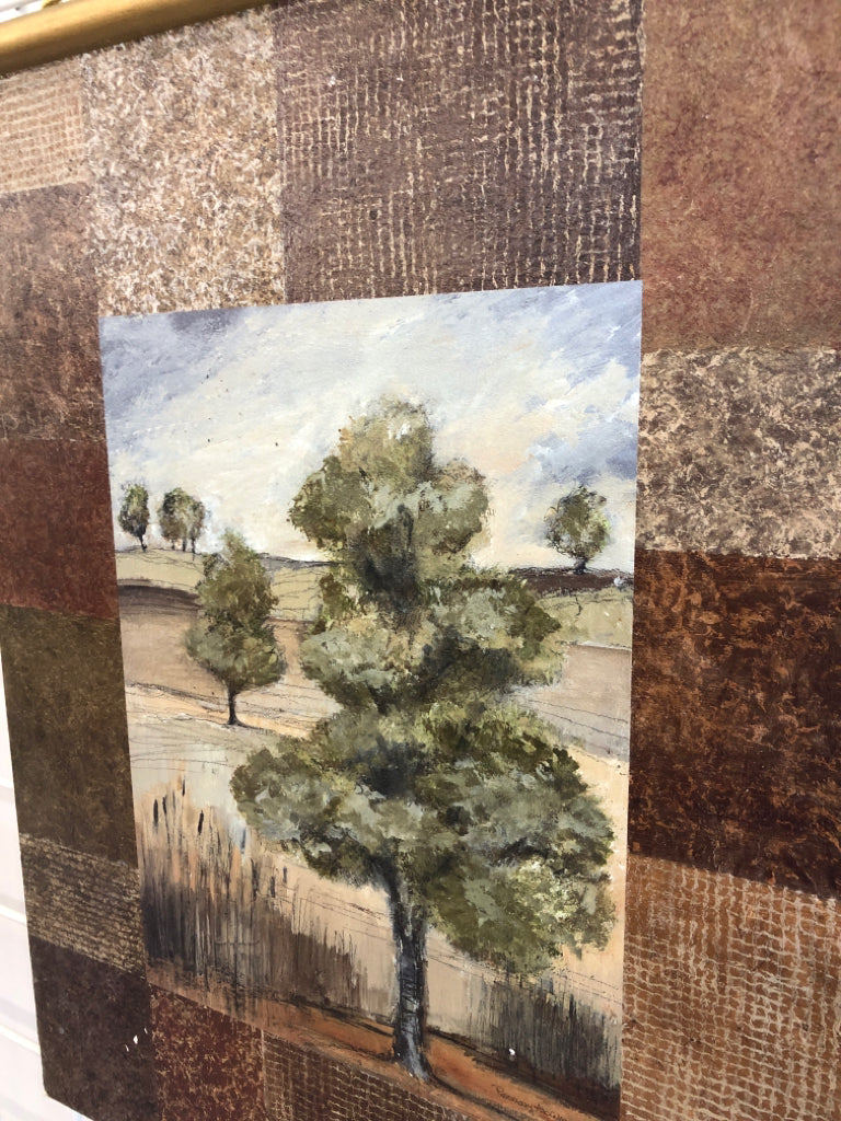 SCROLL STYLE TUSCAN TREES LANDSCAPE WALL HANGING.