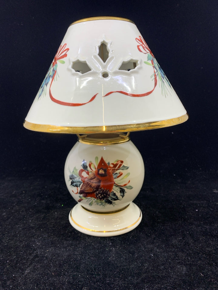 2 PC LENOX TEA LIGHT LAMP W/ CARDINALS.